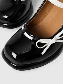 ROMWE 女士高跟鞋 暗黑摇滚朋克哥特风鞋 闭趾搭扣礼服鞋 防水桌布蝴蝶结甜美洛丽塔鞋 Y2K派对鞋 粗跟通勤工作鞋 - 黑色 - 查看 4