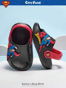 SUPERMAN X Cozy Pixies 1 đôi dép xăng đan đế bằng thoáng khí, thời trang, dễ thương, họa tiết 3D, thích hợp cho bé đi biển mùa hè, chống trơn trượt. - màu đen - Xem 3