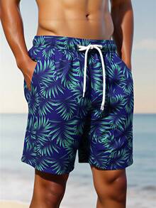 Manfinity VDAYZ Men's All-Over Print Pocket Drawstring Waist Fashionable Beach Shorts Hawaiian Swim Shorts Plus Size Men Beach Shorts Flower Swim Trunks Men Floral Swim Trunks Mens Floral Short Mens Beachwear Blue Floral Swim Trunks Hawaii Trunks Mens Swim Trunk Matching Mens Swim Shorts Mens Trunks Hawaii Swim Trunks Blue Tropical Swim Trunks - Navy Blue - View 3
