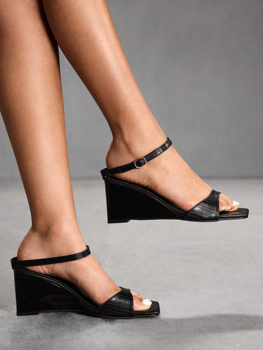 CUCCOO SZL Women's Fashion Transparent Upper Wedge Heel Platform Sandals - Black - View 1