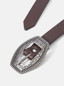 MUSERA Western Silver Detail Buckle Belt - Dark coffee - View 4