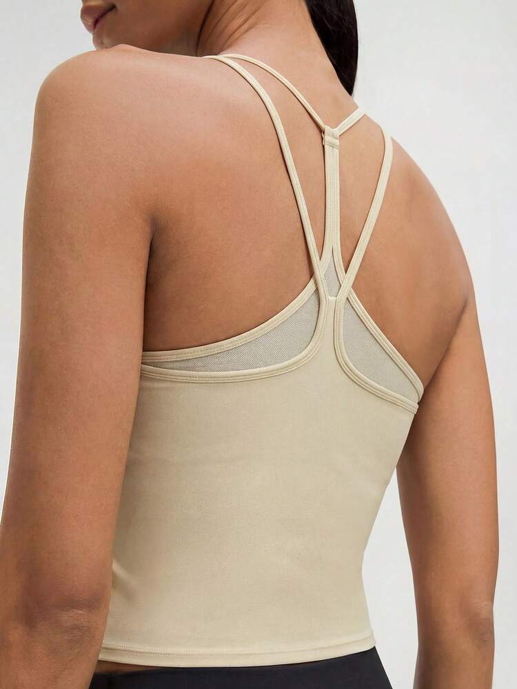 Women's Yoga Crisscross Strap Sports Bra Padded Seamless Racerback Workout Tank Top
