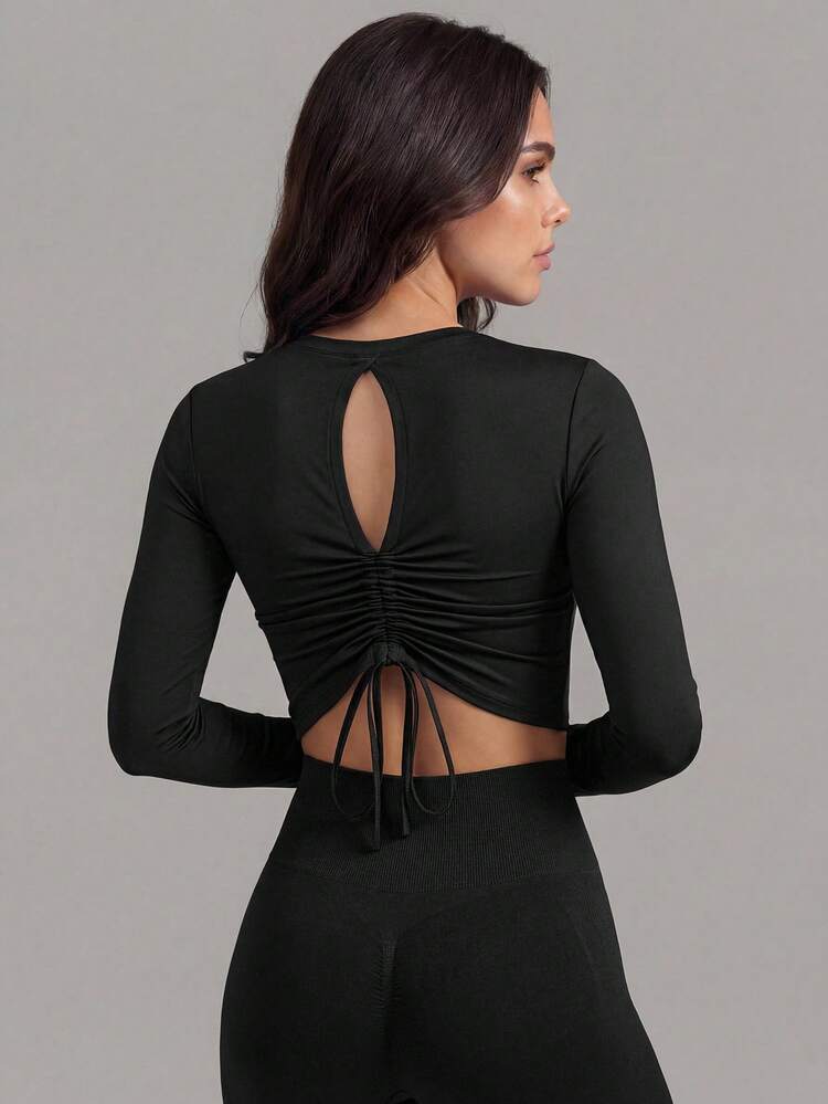 Women's Long Sleeve Yoga Set, Skin-Tight Slimming Activewear For Running, Workout