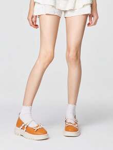 ROMWE Kawaii Cuñas y plataformas para mujer - Cruz naranja - Ver 3