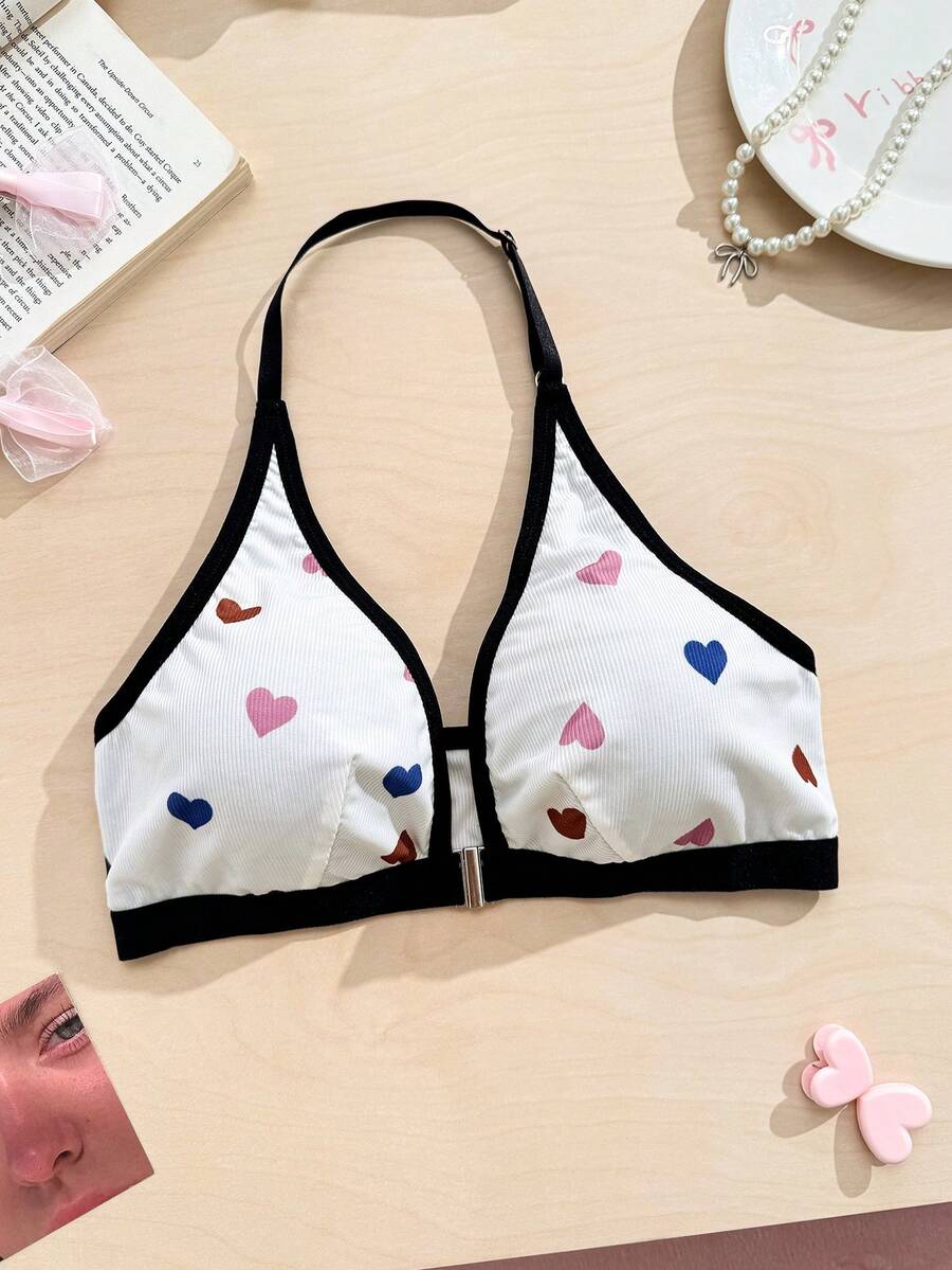 Sweet Heart Spiral Print Front-Closure Women's Camisole Bra - Multicolor - View 1