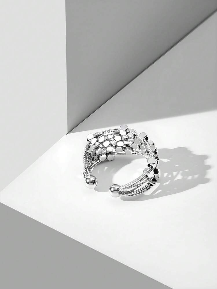 MOTF PREMIUM 18K SILVER PLATED BEADED OPEN RING - Silver - View 8