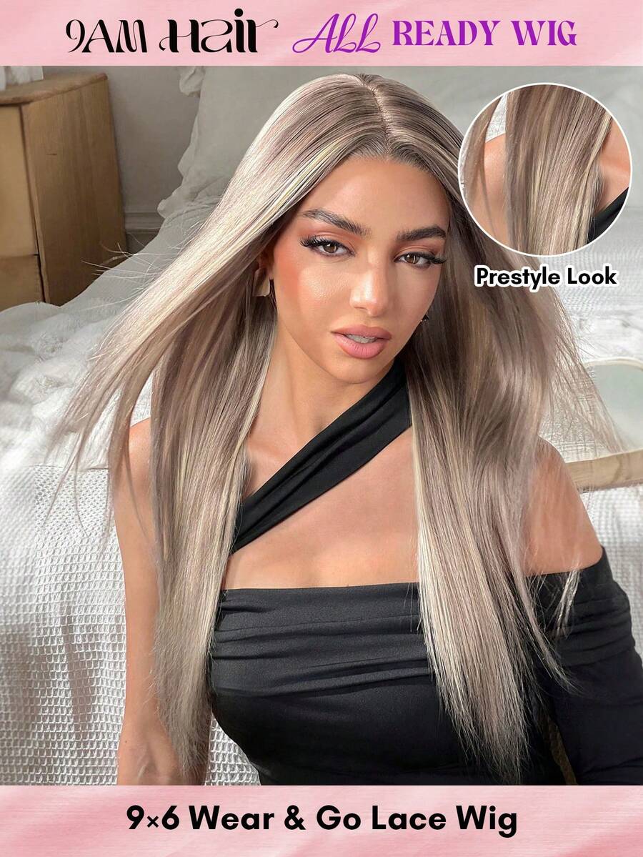 ALL READY WIG Tóc giả không keo 9x6 Wear&Go Highlight màu vàng 18/613 Balayage Tóc giả dài thẳng bằng tóc thật cắt sẵn Tóc giả không keo cho phụ nữ Trang phục đi nghỉ Du lịch Lễ hội Vũ hội Ngoài trời Cosplay Khuôn viên trường học Bãi biển Đám cưới Cắm trại Trang phục ngày lễ Trang phục mùa hè Phong cách thời trang Y2k Phong cách quyến rũ thanh lịch giản dị Ss25 Từ khóa