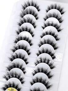 HBZGTLAD 10 Pairs Crisscross Extra Long Lashes, Natural-Looking False Eyelashes, Large Tiered Box, 3D Faux Mink Lashes, Eyelash Extension - Black - View 11