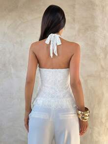 Aloruh Tank Top Wanita Elegan dengan Kerah Tegak dan Trim Ruffle Berlapis-lapis, Cocok untuk Festival Musik dan Liburan, Musim Semi/Panas, Atasan Musim Panas - Hitam - View 3
