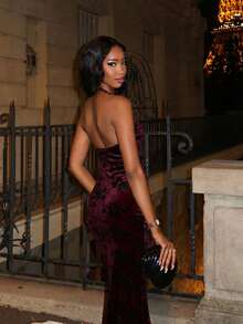 Mima John 女士露背中长纯色连衣裙，时尚夏季女装，适合女士生日派对穿着，修身连衣裙，派对礼服 - 彩色 - 查看 2