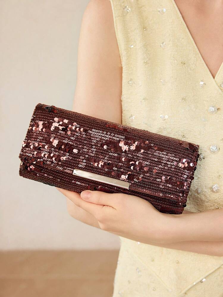 NEW WOMEN'S FRENCH SEQUIN CLUTCH BAG, DAILY DINNER