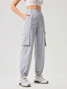 OutZeal Women Outdoor Pants Hiking Camping Water-Resistant Cargo Pocket Jogger Pants - Light Grey - View 8