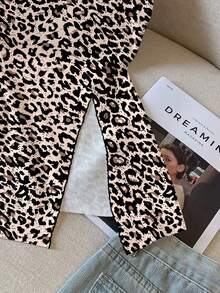 女士豹纹无袖吊带背心，侧开衩 - 彩色 - 查看 4