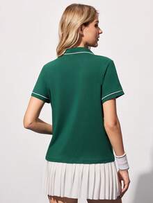 CourtClass Retro Polo Collar T-Shirt, Women Tennis Shirt - Multicolor - View 2