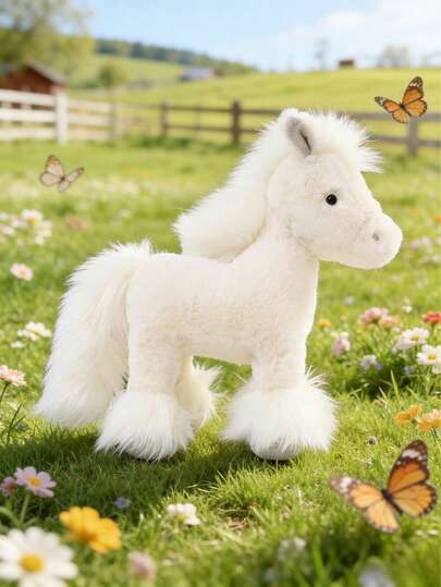 POKOJA LAND Đồ chơi nhồi bông hình ngựa con đáng yêu, mô phỏng ngựa thật, màu trắng và nâu (tùy chọn), chất liệu mềm mại, thích hợp làm đồ trang trí bàn làm việc hoặc giường ngủ. Lựa chọn hoàn hảo cho quà tặng sinh nhật, lễ Phục sinh, Lễ Tạ ơn, Ngày thiếu nhi, Ngày lễ tình nhân và các ngày lễ khác, quà tặng tiệc tùng.