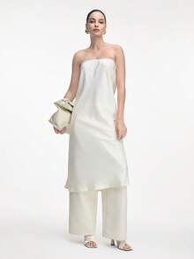 Mnmlis Beige Criss-Cross Strap Square Toe Chunky Heel Sandals, Minimalist Luxury Commuting High-End Feeling - Apricot - View 7