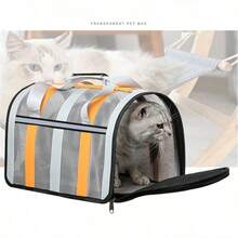 Bolsa transportadora plegable para gatos/perros pequeños, de gran capacidad y transpirable, adecuada para todas las estaciones, bolsa de transporte para gatos - Naranja - Ver 4