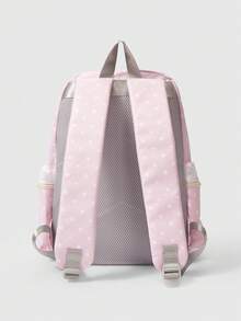 ROMWE Kawaii 1个粉色可爱甜美幸运四叶草猫咪吊坠条纹五角星爱心翅膀装饰多气眼多口袋时尚简约大容量量产型女式背包，适合大学、通勤、旅行，包含所有配件 - 淺粉色 - 查看 4