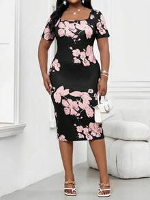SHEIN Lady CURVE 大码印花紧身连衣裙 生日/活动礼服/办公礼服/教堂礼服/婚纱/度假礼服 沙滩裙 女士粉彩连衣裙 毕业礼服/毕业典礼礼服/毕业套装 婚礼宾客礼服/新娘送礼会礼服 女士端庄连衣裙/波西米亚风女装/波西米亚风/波西米亚时尚大码连衣裙 夏季连衣裙 春季连衣裙 女士优雅连衣裙 - 彩色 - 查看 4