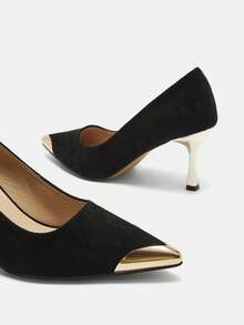 New Stylish Women Mid Heel Pointed Toe High Heels, Fashion Versatile Pumps Spring Shoes - Black - View 14