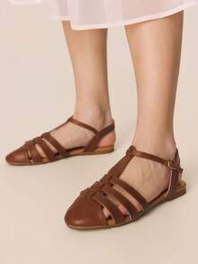 Styleloop Sandalias planas para mujer - Marrón - Ver 5