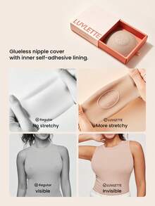 LUVLETTE Plus Reusable Not Sticky Self-Adhesive No-Show Silicone Bronze Nipple Covers-No Glue In The Middle-Chocolate - Bronze - View 11