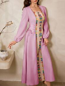 Al Najma Bộ sưu tập đầm maxi Thổ Nhĩ Kỳ và áo abaya truyền thống Ả Rập thanh lịch dành cho nữ mùa Xuân/Hè mới. - Hồng - Xem 5