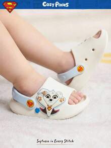 SUPERMAN X Cozy Pixies 1 Pair Cute & Versatile Non-Slip Summer Beach Flat Outdoor Slip-On Toddler Sandals - White - View 2