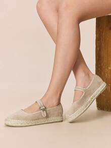 Styleloop Bohemian Style Holiday Style Leisure, Mary Jane Straw Rope Shoes, Bohemian Style, Travel Essentials, Summer Wear, Holiday Atmosphere - Mary Jane Khaki - View 5