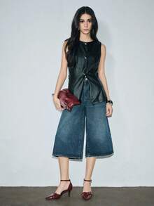 秋冬女士尖头露跟镂空高跟凉鞋，时尚性感，夏季新品，优雅猫跟，派对鞋 - 酒紅色 - 查看 4