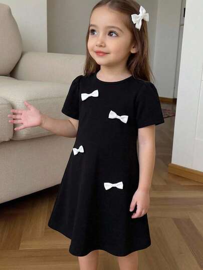 SHEIN 女童纯色针织休闲连衣裙