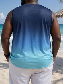 Manfinity Homme Camiseta de tirantes informal de cuello redondo con estampado de palmera para hombres de talla grande - Multicolor - Ver 3