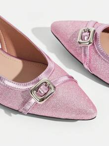 CUCCOO TILAWA 女士亮片布艺粉色尖头高跟单鞋，适合派对和日常穿着拍摄 - 粉色 - 查看 5