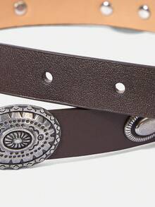 MUSERA Western Silver Detail Buckle Belt - Dark coffee - View 6