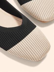 CUCCOO BASICS Women's Casual Contrast Color Slip-On Loafers - Black - View 10