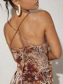 Hauture Women's Asymmetrical Drawstring Print Dress - Multicolor - View 5