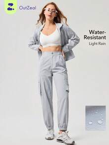 OutZeal Women Outdoor Pants Hiking Camping Water-Resistant Cargo Pocket Jogger Pants - Light Grey - View 10