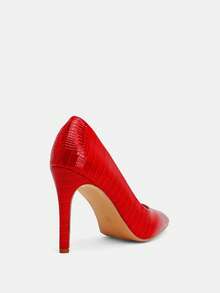 Glitzique 秋冬季女士红色尖头高跟鞋，性感优雅，1双装 - 紅色 - 查看 5