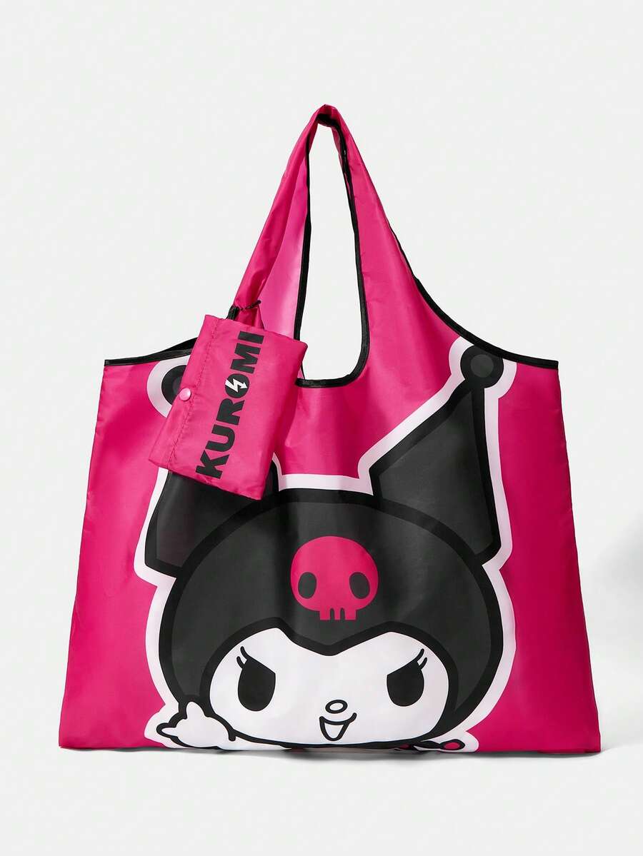 HELLO KITTY AND FRIENDS | SHEIN 女士时尚卡通图案防水大容量手提袋 - 玫紅色 - 查看 1