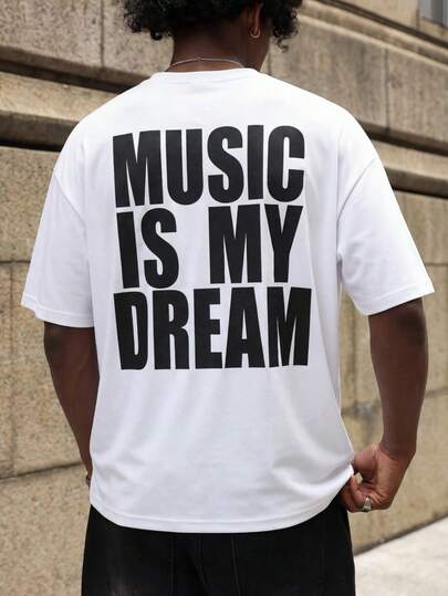 Manfinity EMRG 男士短袖T恤，休闲字母印花运动嘻哈风