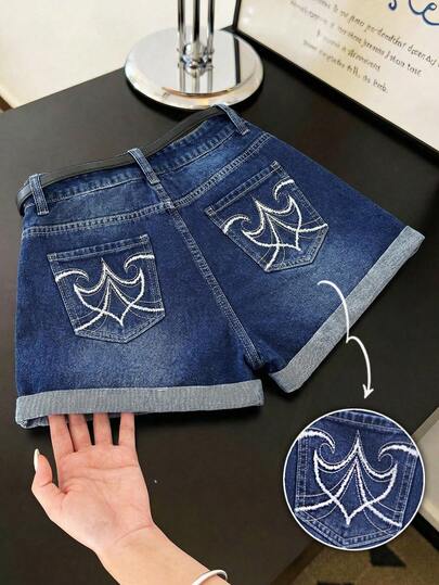 GlowEve Women's Casual Everyday Pocketed Button Denim Shorts