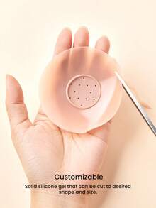 LUVLETTE Miếng che đầu nhũ hoa silicon màu hồng, không dính, tái sử dụng, tự dính, không lộ viền - Không có keo ở giữa - Kiểu dáng hạnh nhân - Áo ngực cưới - Almond - Xem 2