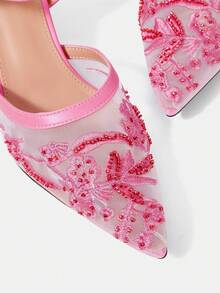 CUCCOO HITCHD Escarpins à bout pointu pour femmes avec strass et talon aiguille, chaussures élégantes et décontractées minimalistes et confortables, à enfiler, pour mariage, travail, rendez-vous, occasions formelles - Rose bonbon - Voir 11