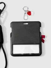 ROMWE Kawaii 1款甜美酷炫辣妹风个性化时尚单品，复古暗黑风，哥特风，酒红色毛球，镂空十字架，树脂材质，草莓手工登山绳，织带蝴蝶结装饰，黑色亚克力横滑卡套，校园卡套，星卡旅行卡套，交通卡套，DIY钥匙扣配件，包包挂件，适合上班族、学生、派对爱好者、日常佩戴、节日礼物 - 黑色-109 - 查看 6