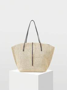 MOTF PREMIUM WOMEN'S LARGE-CAPACITY SHOULDER TOTE BAG, INCLUDING ZIPPER INNER BAG, SUITABLE FOR DAILY COMMUTING,VALENTINES DAY - Straw - View 5