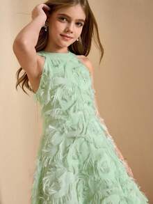 优雅花朵少女连衣裙，适合毕业典礼、婚礼、舞会、圣诞节等场合；杏色3D立体花朵吊带无袖中长连衣裙，适合大女孩；时尚蓬蓬裙公主裙，适合返校季；绿色连衣裙，适合少女；绿色长款正式礼服，适合儿童；优雅浅绿色女童正式礼服；长款流苏连衣裙，适合十岁女孩；长款亮片连衣裙，适合十岁女孩。 - 綠色 - 查看 8