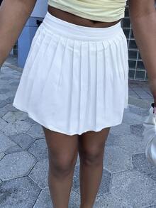 Alexandranx 素色百褶下擺裙裤 - 白色 - 查看 3