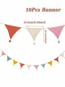 1 Set Long Multicolor Cotton Fringe Garland Hanging Fabric Bunting Banner For Wedding Birthday Baby Shower Party Decoration Colorful Pennant Indoor Outdoor Fence Roof Room Classroom Garden Hallway Festival Party Supplies Decor - Pink - View 9