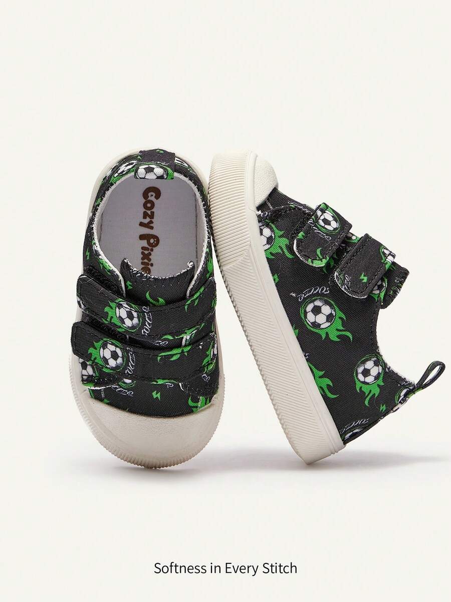 Cozy Pixies 1 Đôi giày bóng đá vui nhộn và dễ thương cho bé trai, thời trang và đa năng, tươi mới và đáng yêu, nhẹ và dễ mang, thoải mái cho thời gian rảnh rỗi ở nhà, đi du lịch và vui chơi hàng ngày, chạy bộ thể thao, giày thể thao cho bé, bốn mùa (Mẫu ngẫu nhiên) - màu đen - Xem 1