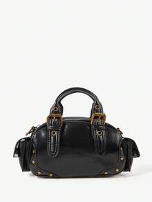 Viva Strut Túi xách nữ, túi đeo chéo, giả da, màu đen, thời trang, cá tính, đơn giản, đa năng, phong cách đường phố, dành cho các cô gái ngọt ngào và cá tính, những cô nàng sành điệu, phong cách Y2K, retro, đinh tán, vintage, dành cho thanh thiếu niên. - màu đen - Xem 1